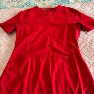 Red Smitten scrubs. Good condition